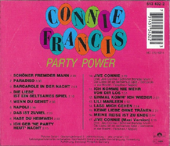 Connie Francis : Party Power (CD, Comp)