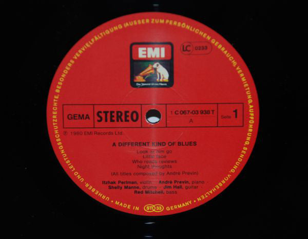 Itzhak Perlman, André Previn, Shelly Manne, Jim Hall, Red Mitchell : A Different Kind Of Blues (LP)