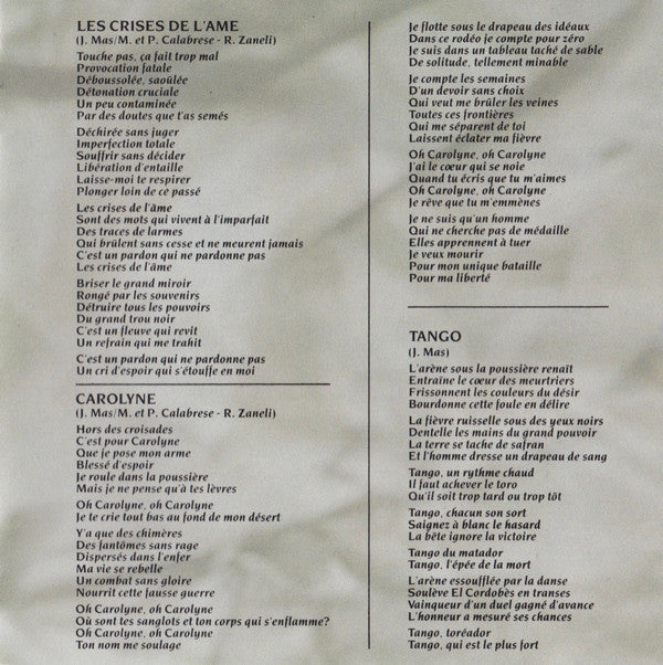 Jeanne Mas : Les Crises De L'ame (CD, Album)