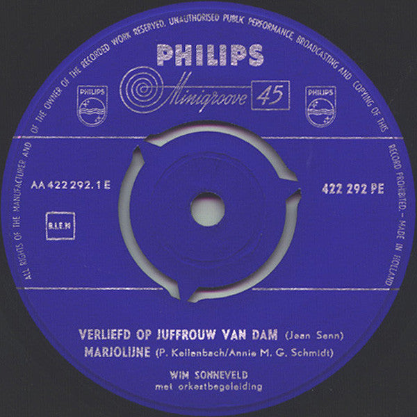Wim Sonneveld : Verliefd Op Juffrouw Van Dam (7", EP, Mono)