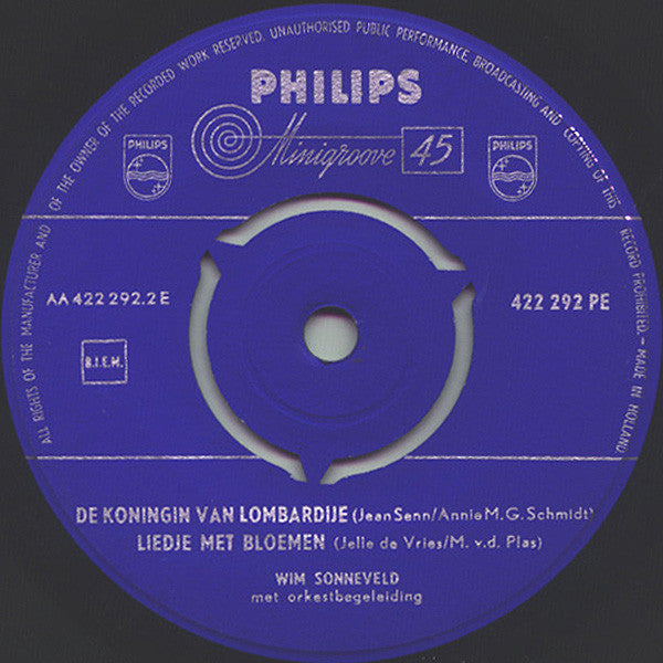 Wim Sonneveld : Verliefd Op Juffrouw Van Dam (7", EP, Mono)