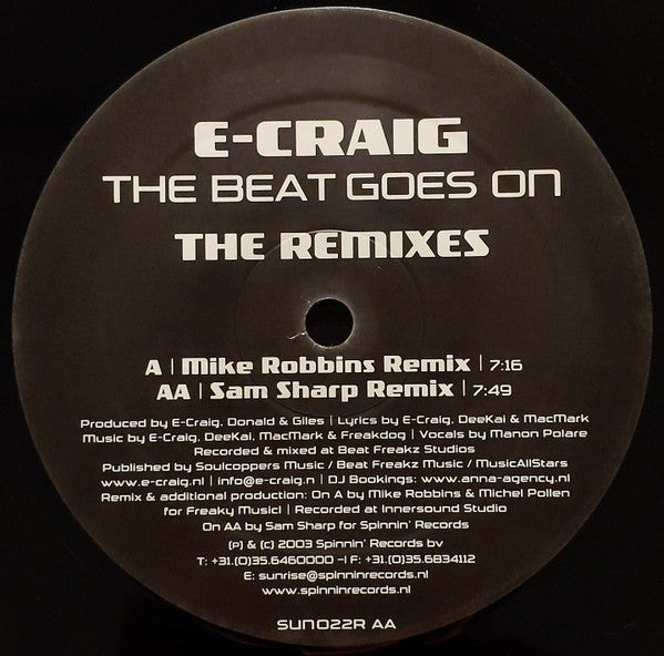 E-Craig : The Beat Goes On (Remixes) (12")