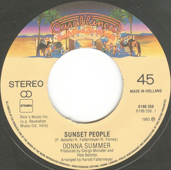 Donna Summer : Sunset People (7", Single)