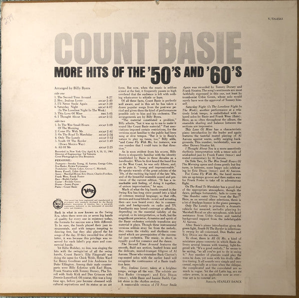 Count Basie : More Hits Of The '50's And '60's (LP, Album)