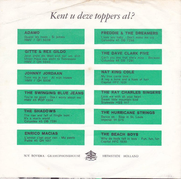 Cliff Richard & The Shadows : On The Beach (7", Single)