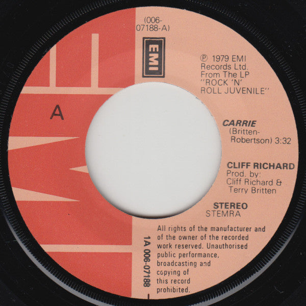 Cliff Richard : Carrie (7", Single)