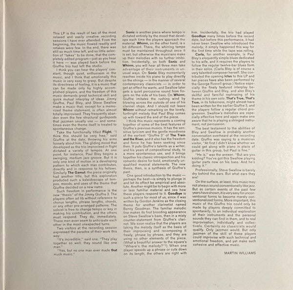 The Jimmy Giuffre Trio : Thesis (LP, Album, RE)