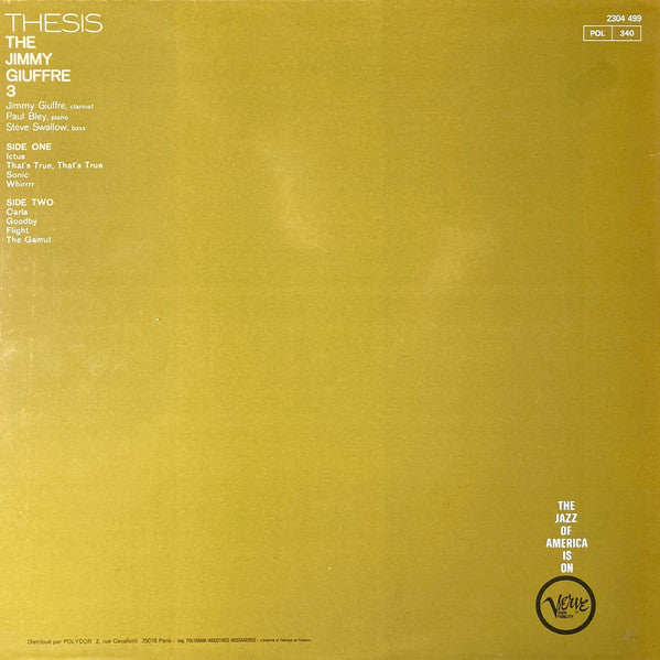 The Jimmy Giuffre Trio : Thesis (LP, Album, RE)