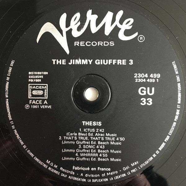 The Jimmy Giuffre Trio : Thesis (LP, Album, RE)