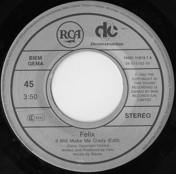Felix : It Will Make Me Crazy (7", Single)