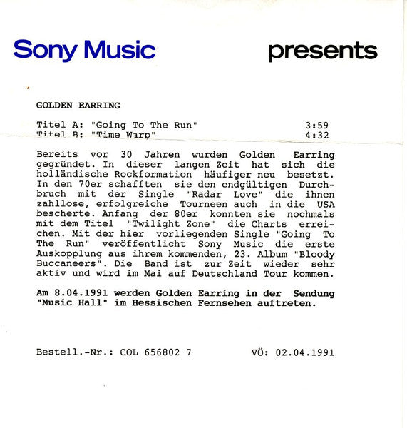 Golden Earring : Going To The Run (7", Single)