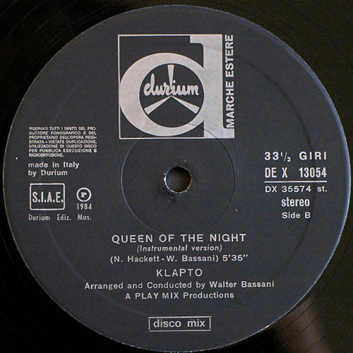 Klapto : Queen Of The Night (12")