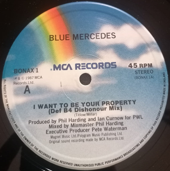 Blue Mercedes : I Want To Be Your Property (12")