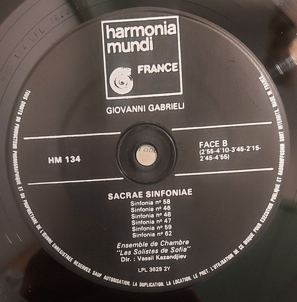 Giovanni Gabrieli, Sofia Soloists Chamber Orchestra, Vassil Kazandjiev : Sacrae Sinfoniae (LP)
