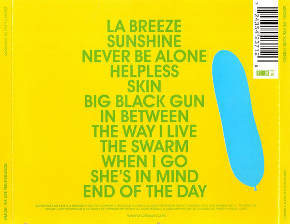 Simian : We Are Your Friends (CD, Album)