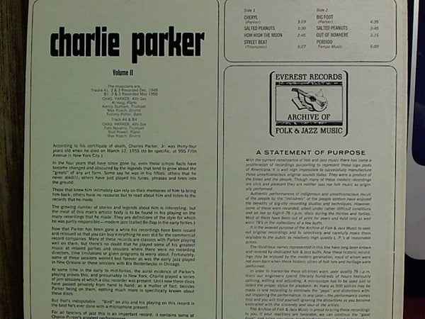 Charlie Parker : Charlie Parker Volume II (LP, Comp)