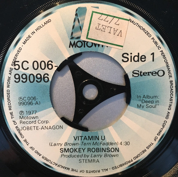 Smokey Robinson : Vitamin U (7", Single)