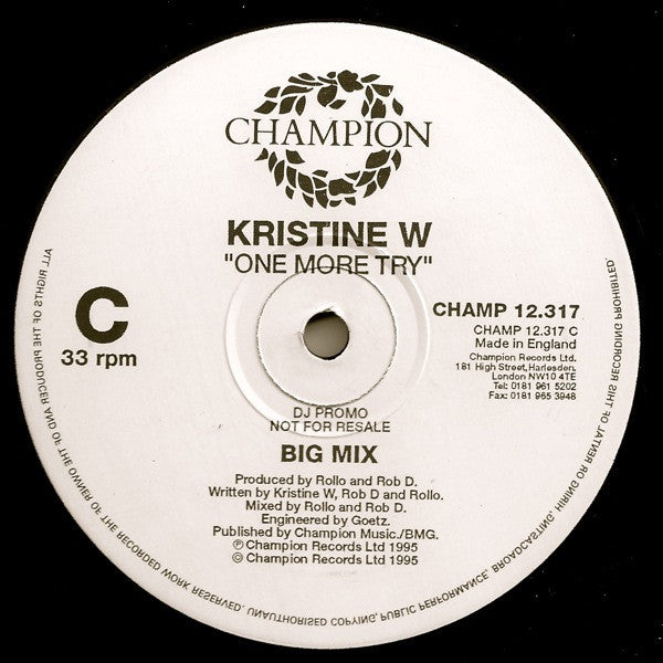 Kristine W : One More Try (2x12", Promo)