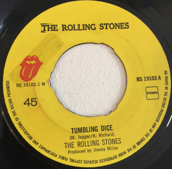 The Rolling Stones : Tumbling Dice / Sweet Black Angel (7", Single, Kno)