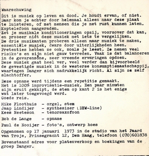 Danger (11) : Danger (LP, Album)