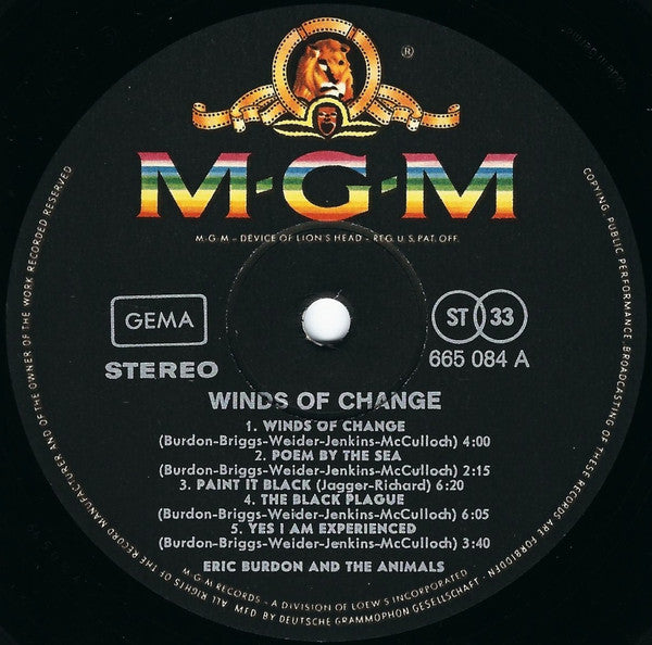 Eric Burdon & The Animals : Winds Of Change (LP, Album)