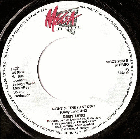 Gaby Lang : Night Of The Full Moon (7", Single)