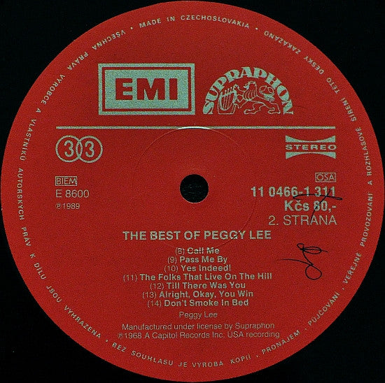 Peggy Lee : The Best Of Peggy Lee (LP, Comp)