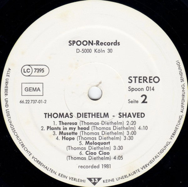 Thomas Diethelm : Shaved (LP, Album)