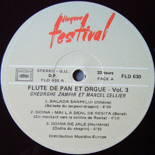 Gheorghe Zamfir - Marcel Cellier : Improvisation Pour Flûte De Pan Et Orgue Vol. 3 (LP, Album, Gat)