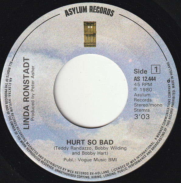 Linda Ronstadt : Hurt So Bad (7", Single)