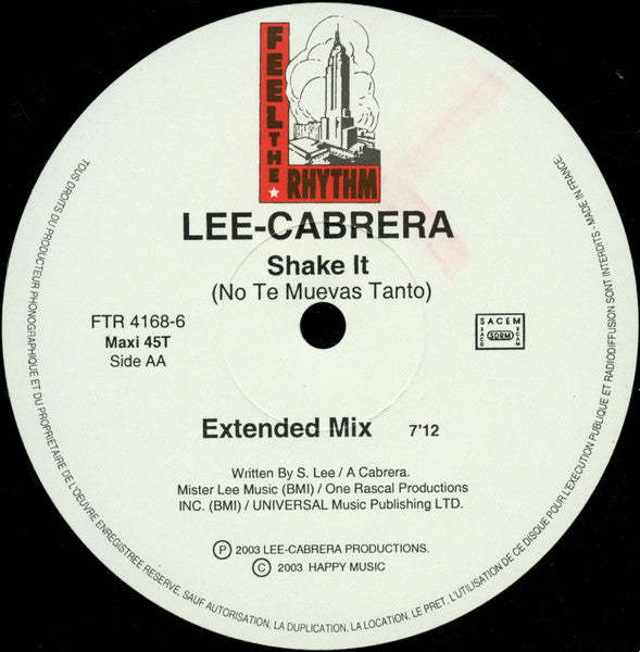 Lee-Cabrera : Shake It (No Te Muevas Tanto) (12", Maxi)