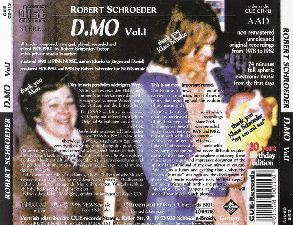 Robert Schröder : D.MO Vol.1 (CD, Album)