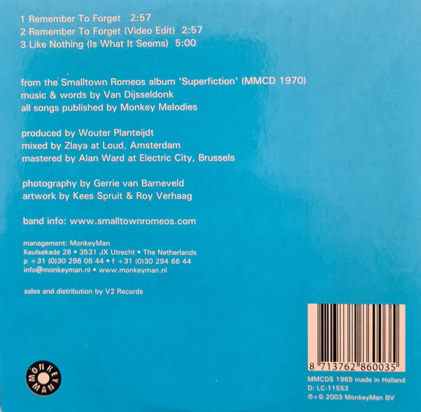 Smalltown Romeos : Remember To Forget (CD, Single)