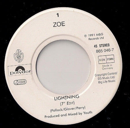 Zoë : Lightning (7", Single)