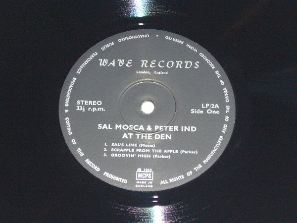 Sal Mosca, Peter Ind : Sal Mosca And Peter Ind At The Den  (LP, Album)