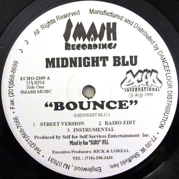 Midnight Blu : Bounce / No Regrets (12")