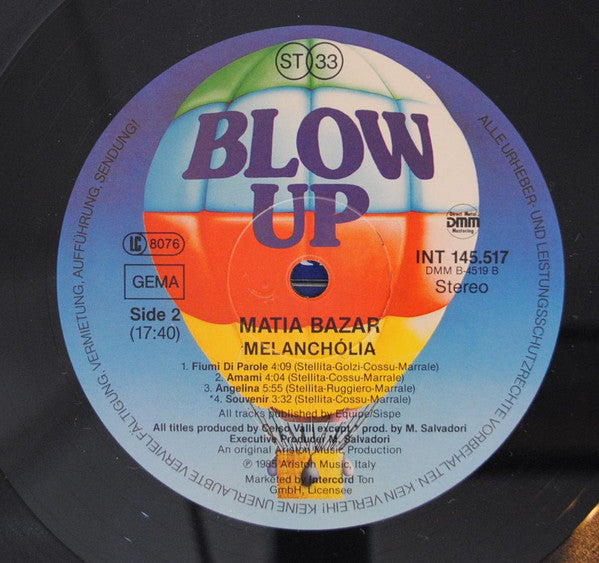 Matia Bazar : Melanchólia (LP, Album)