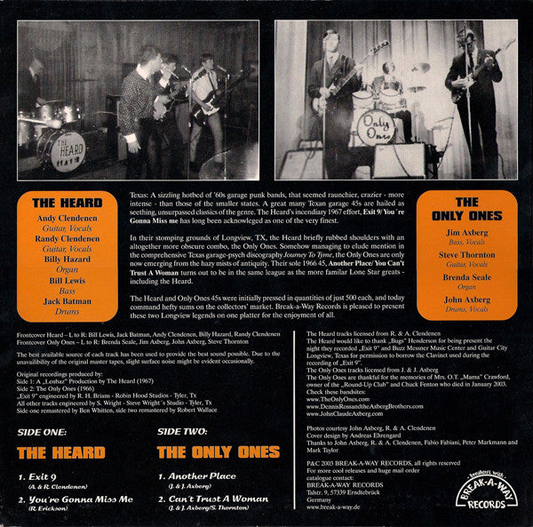 The Heard meet The Only Ones (3) : Lone Star State '60s Punk: The Heard Meet The Only Ones (10", Comp, Mono, RM)