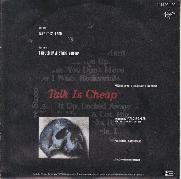 Keith Richards : Take It So Hard (7")