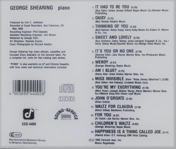 George Shearing : Piano (CD, Album)