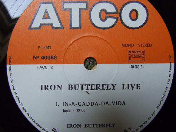 Iron Butterfly : Live (LP, Album)