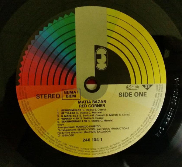 Matia Bazar : Red Corner (LP, Album)