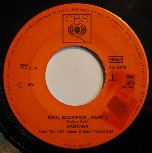 Santana : Soul Sacrifice (7")