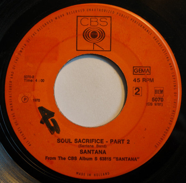 Santana : Soul Sacrifice (7")