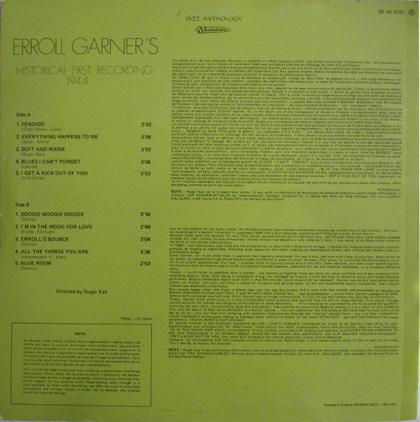 Erroll Garner : Historical First Recording 1944 (LP, RE)