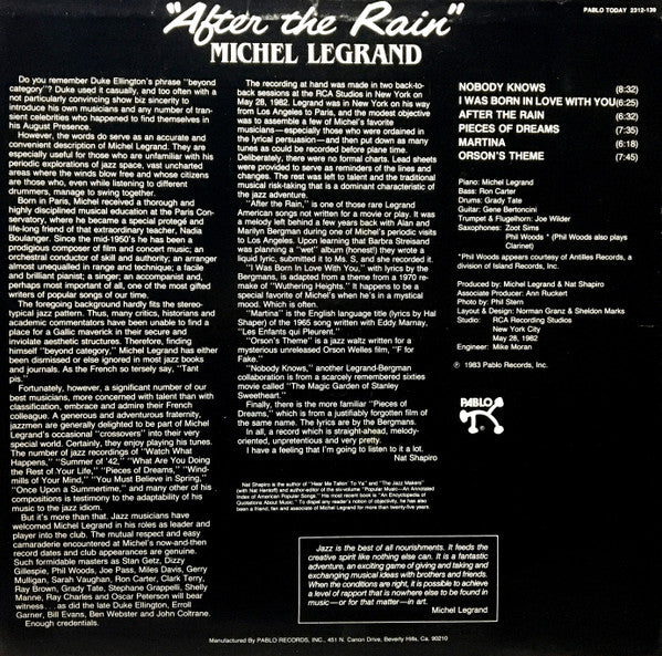 Michel Legrand : After The Rain (LP, Album)