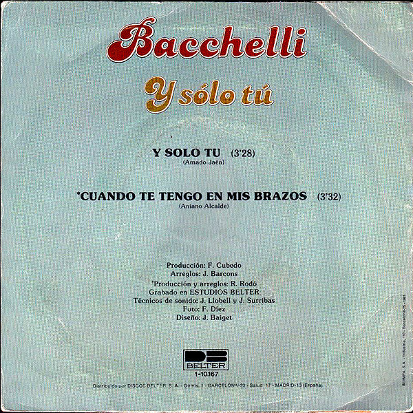 Bacchelli : Y Sólo Tú (7", Single)