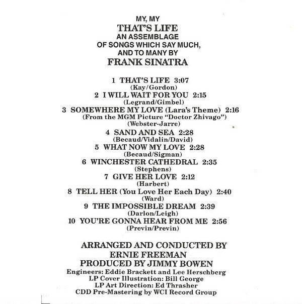Frank Sinatra Arranged And Conducted By Ernie Freeman : That's Life (CD, Album, RE)