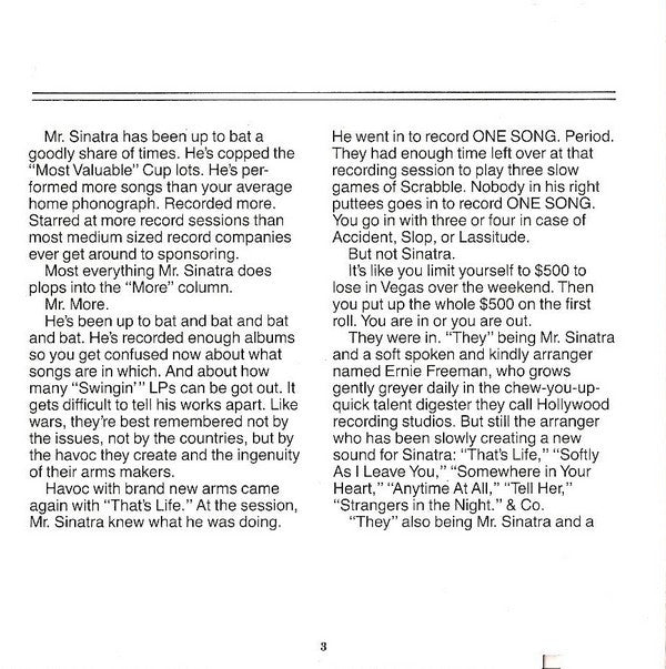 Frank Sinatra Arranged And Conducted By Ernie Freeman : That's Life (CD, Album, RE)