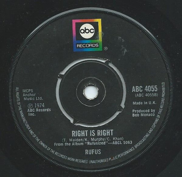 Rufus : Once You Get Started / Right Is Right (7", Single)